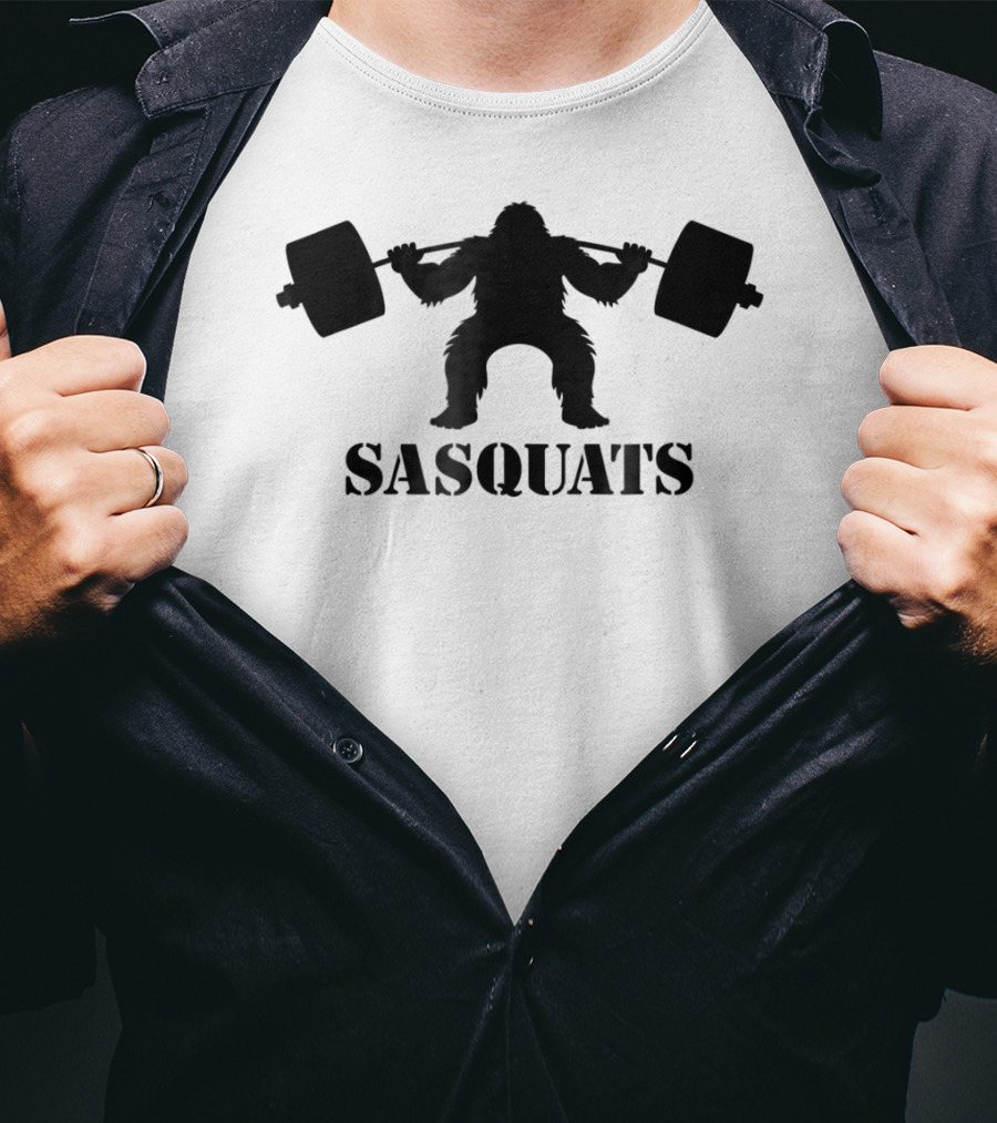 Sasquats Sasquatch Bigfoot Doing Squats With Weights T-Shirt