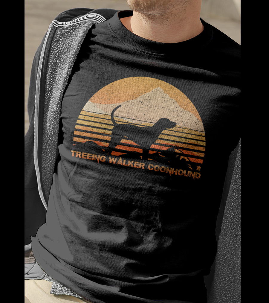 TREEING WALKER COONHOUND Retro Sunset T-Shirt