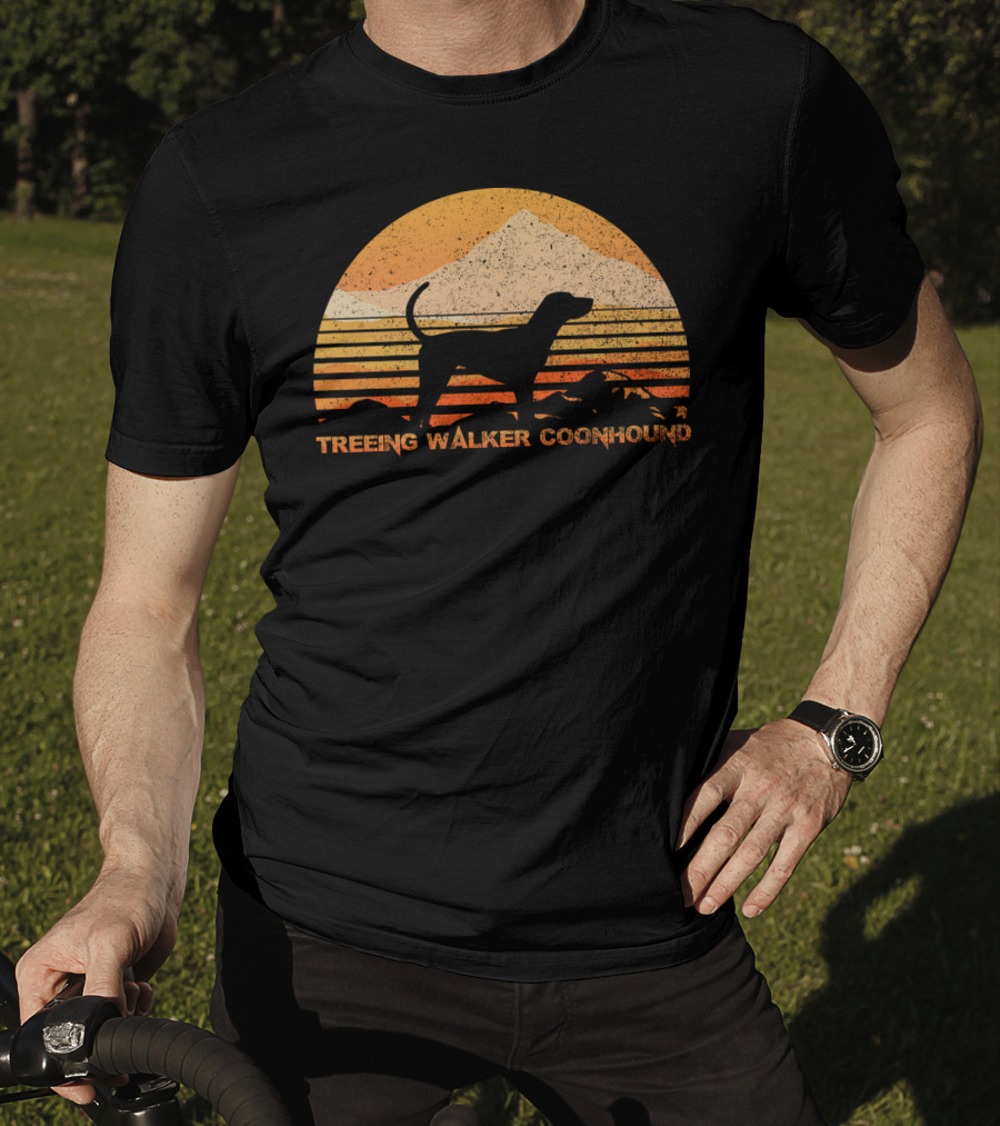 TREEING WALKER COONHOUND Retro Sunset T-Shirt