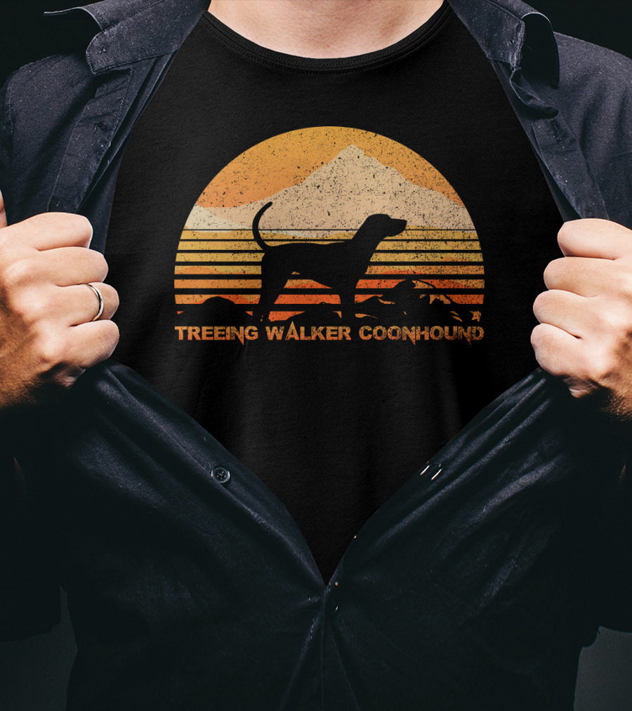 TREEING WALKER COONHOUND Retro Sunset T-Shirt