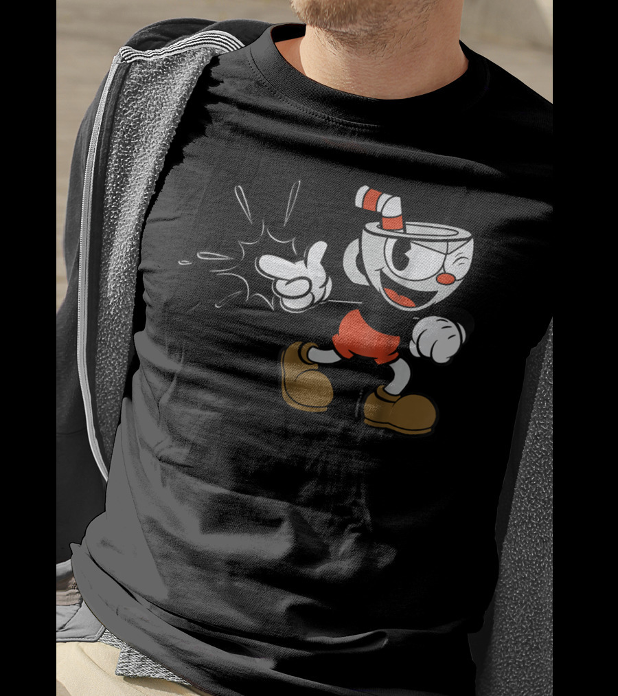 Cuphead Classic Wink Finger Snap Clap Iconic Pose T-Shirt