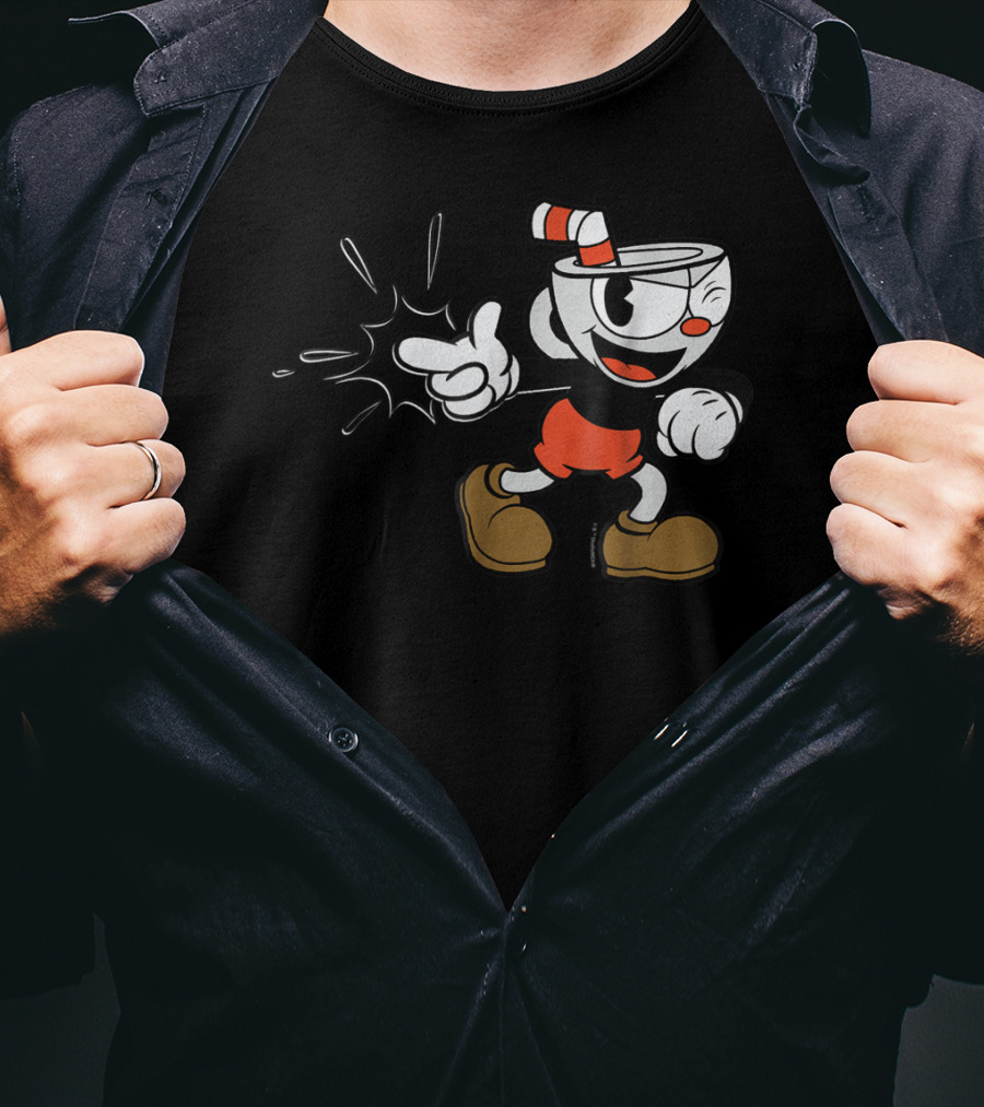 Cuphead Classic Wink Finger Snap Clap Iconic Pose T-Shirt