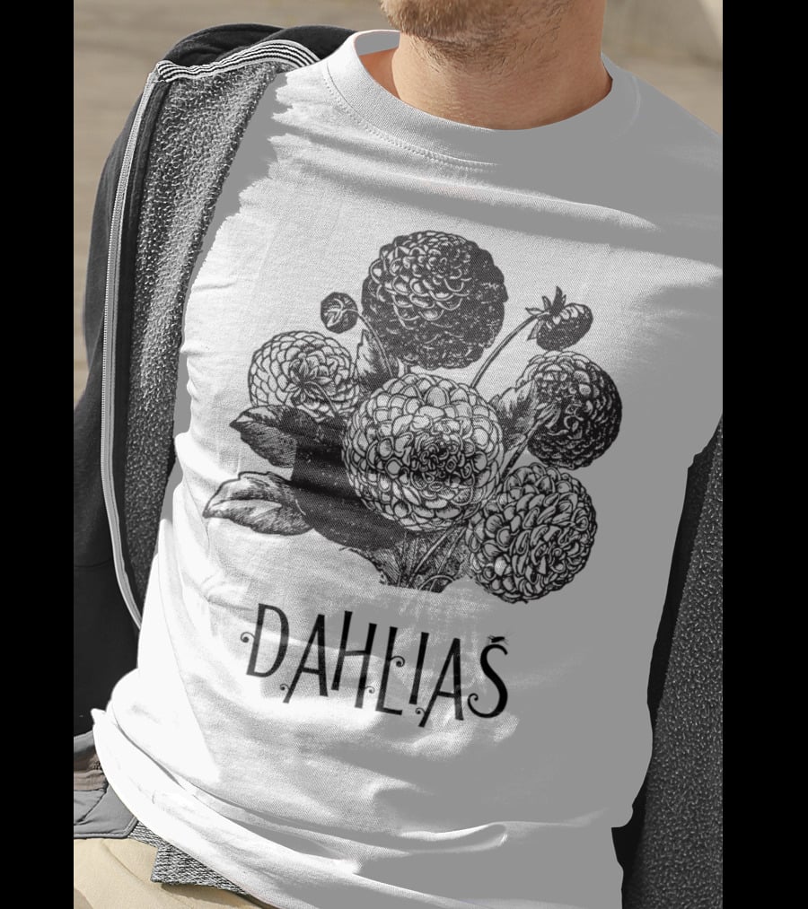 Dahlias Vintage Antique Floral Blooms T-Shirt