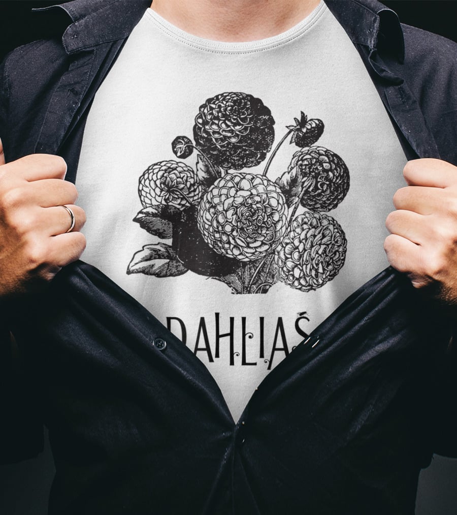 Dahlias Vintage Antique Floral Blooms T-Shirt