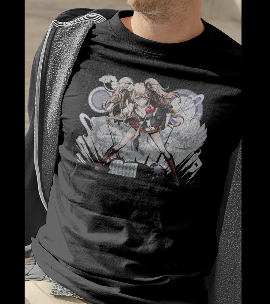 Danganronpa's Monokumas Classics Iconic Anime Character With Bear And Stylized Background T-Shirt