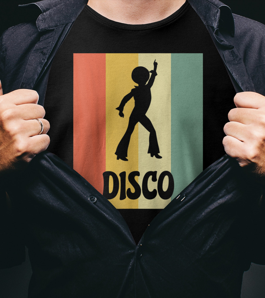 Disco Retro Funk Groove On Color Stripes T-Shirt