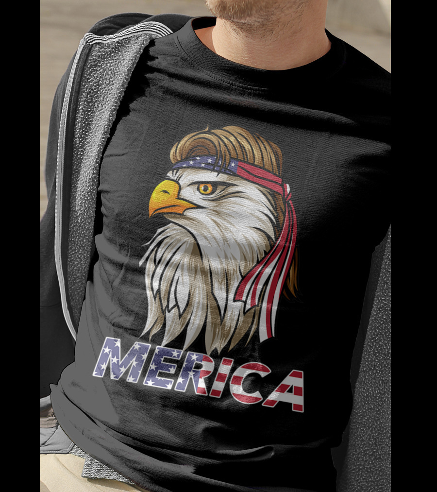 Bald Eagle Mullet Bandana Merica USA T-Shirt