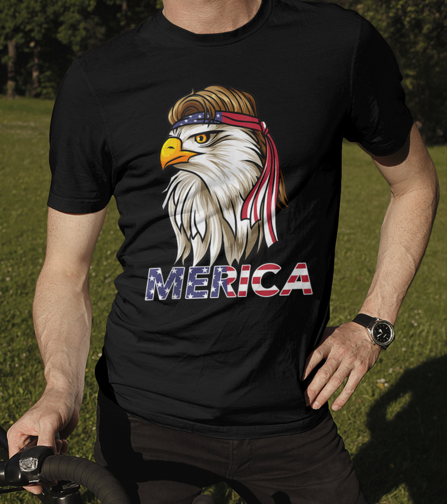 Bald Eagle Mullet Bandana Merica USA T-Shirt