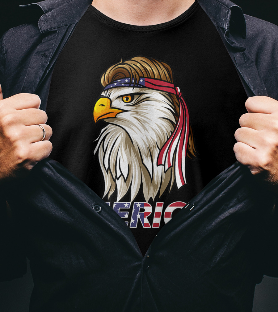 Bald Eagle Mullet Bandana Merica USA T-Shirt