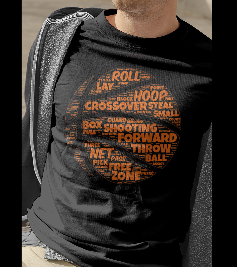Basketball Sayings Typography In Orange Featuring Crossover Hoop Forward Play T-Shirt