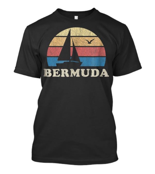 Bermuda 70s Vintage Sailboat Sunset Throwback T-Shirt