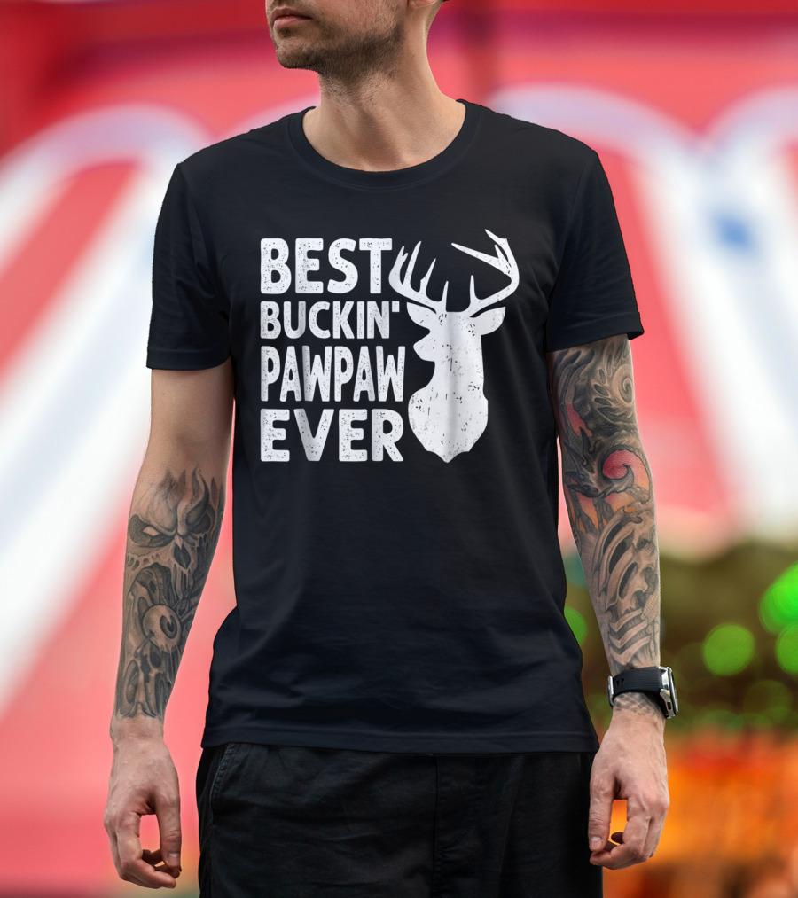 Best Buckin' Pawpaw Ever Deer Hunting Buckin' Deer Head T-Shirt