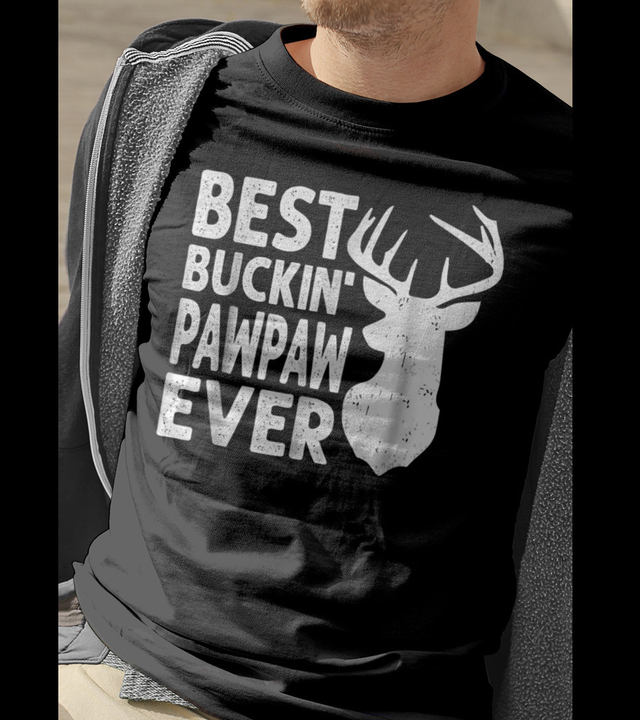 Best Buckin' Pawpaw Ever Deer Hunting Buckin' Deer Head T-Shirt