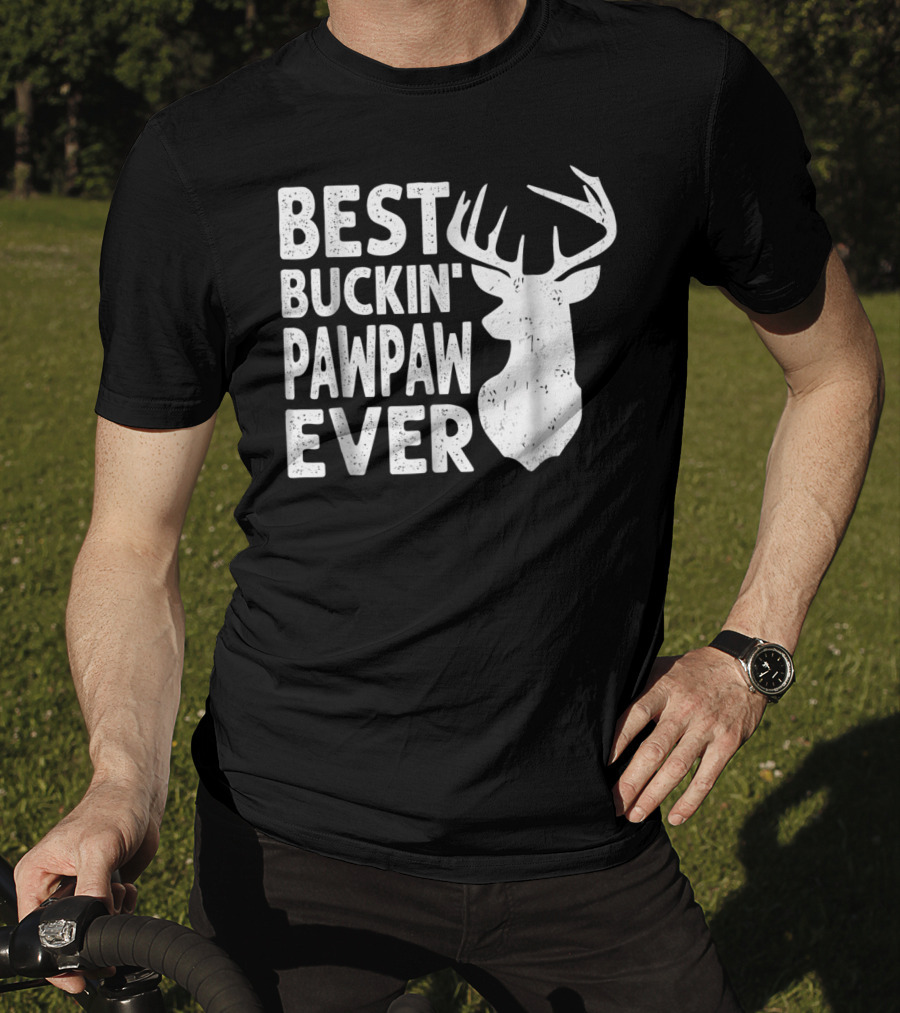 Best Buckin' Pawpaw Ever Deer Hunting Buckin' Deer Head T-Shirt