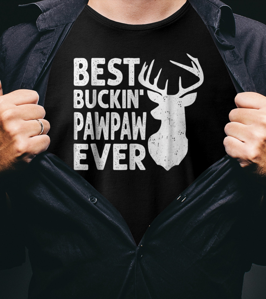 Best Buckin' Pawpaw Ever Deer Hunting Buckin' Deer Head T-Shirt