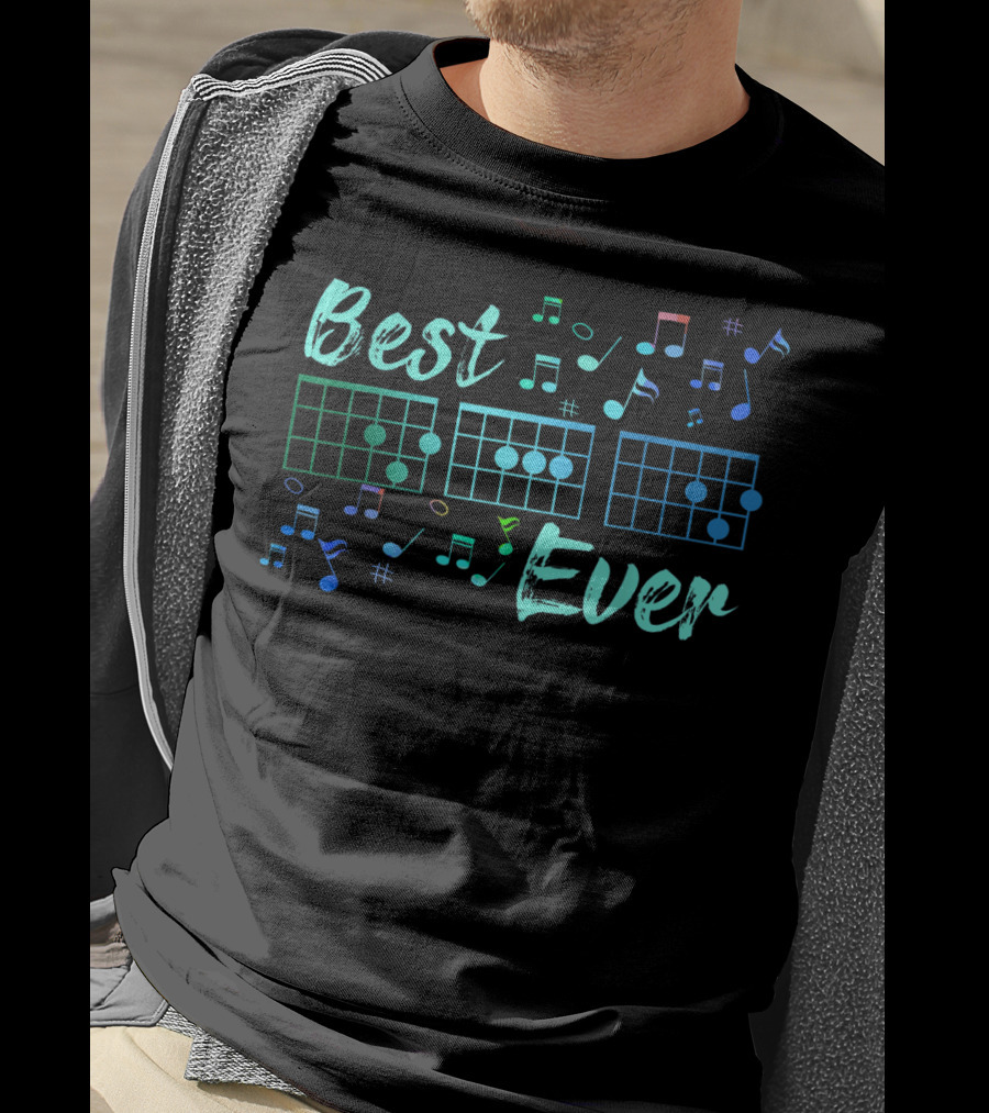 Best Dad Ever Guitar Chord Music Notes Funny Guitarist T-Shirt