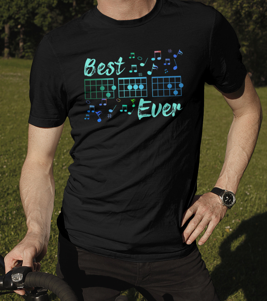 Best Dad Ever Guitar Chord Music Notes Funny Guitarist T-Shirt