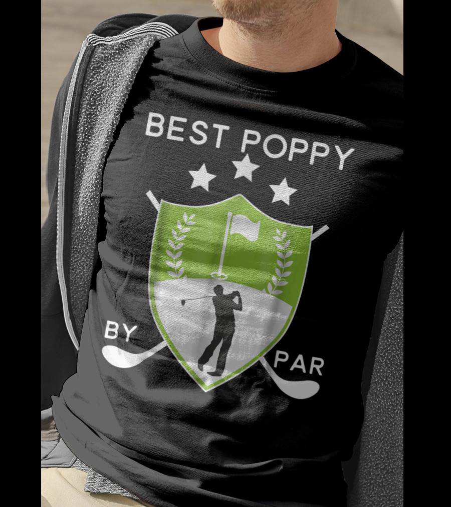 Best Poppy By Par Golf Golfer Crest Shield T-Shirt