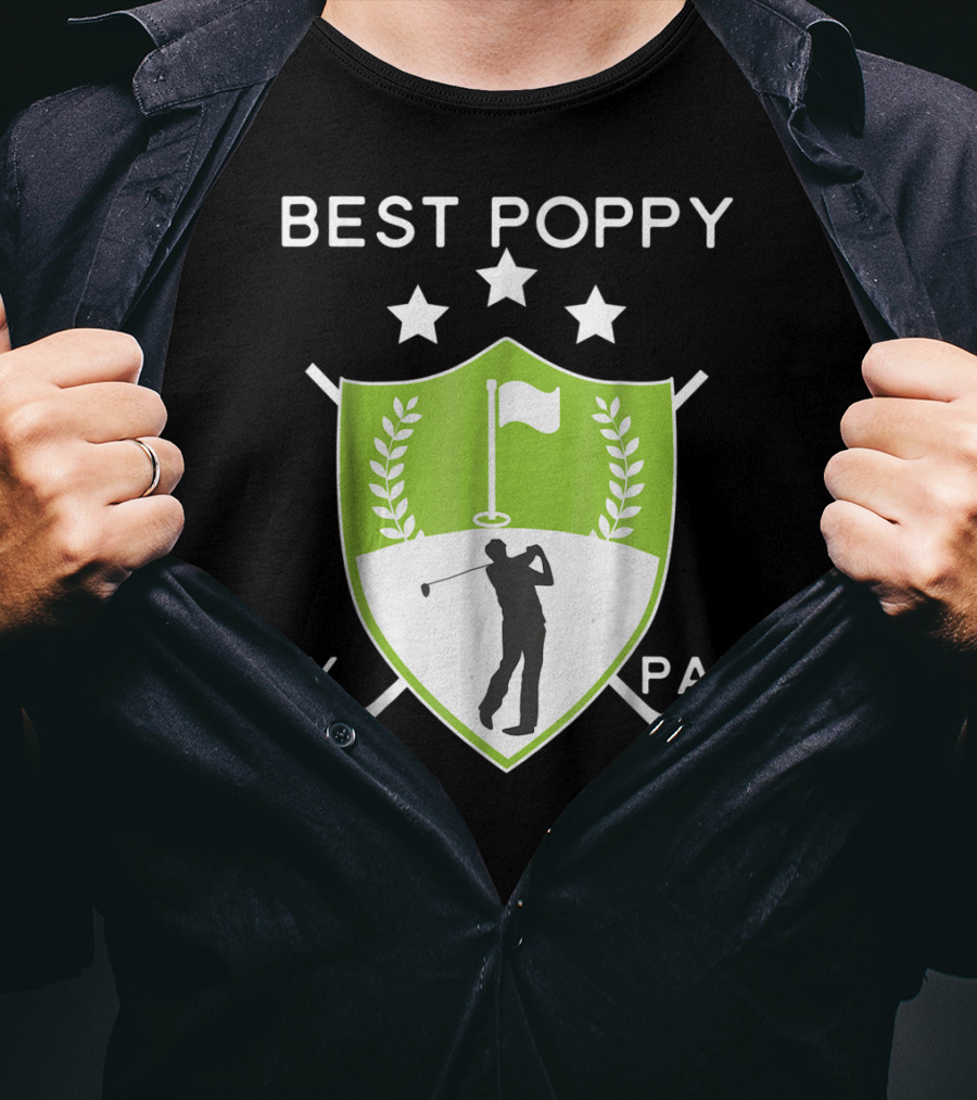 Best Poppy By Par Golf Golfer Crest Shield T-Shirt