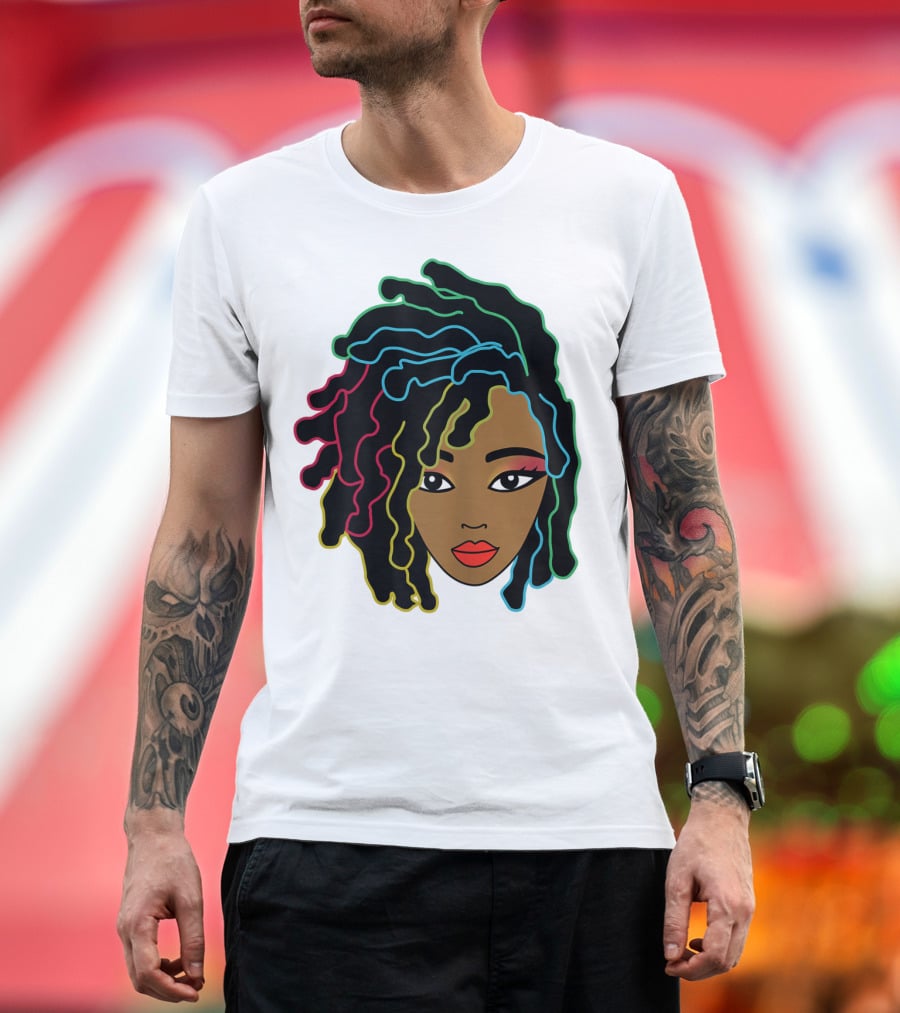 Black Girl With Colorful Locs Hair Pride T-Shirt