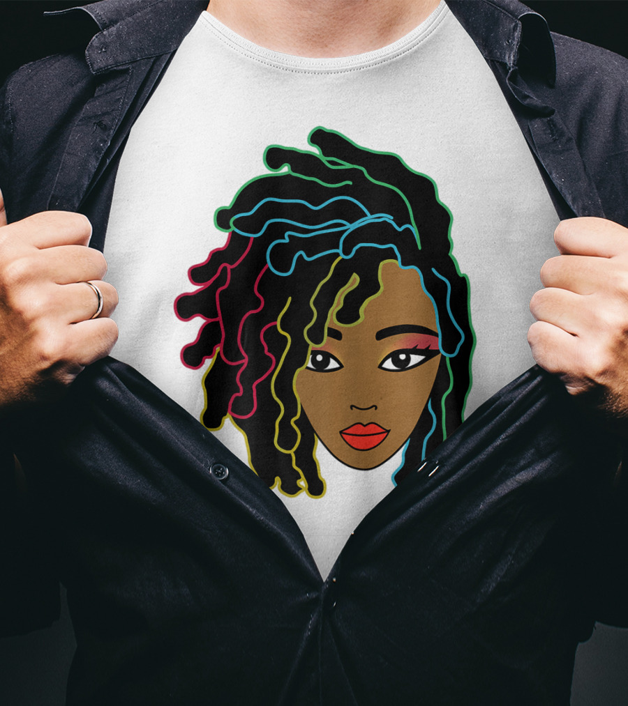 Black Girl With Colorful Locs Hair Pride T-Shirt