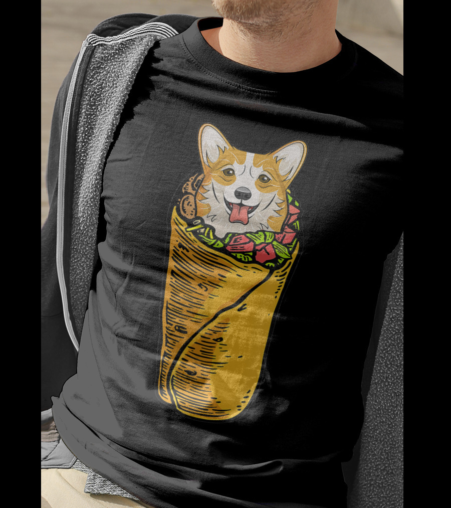Cinco De Mayo Corgi In Burrito Mexican Food T-Shirt