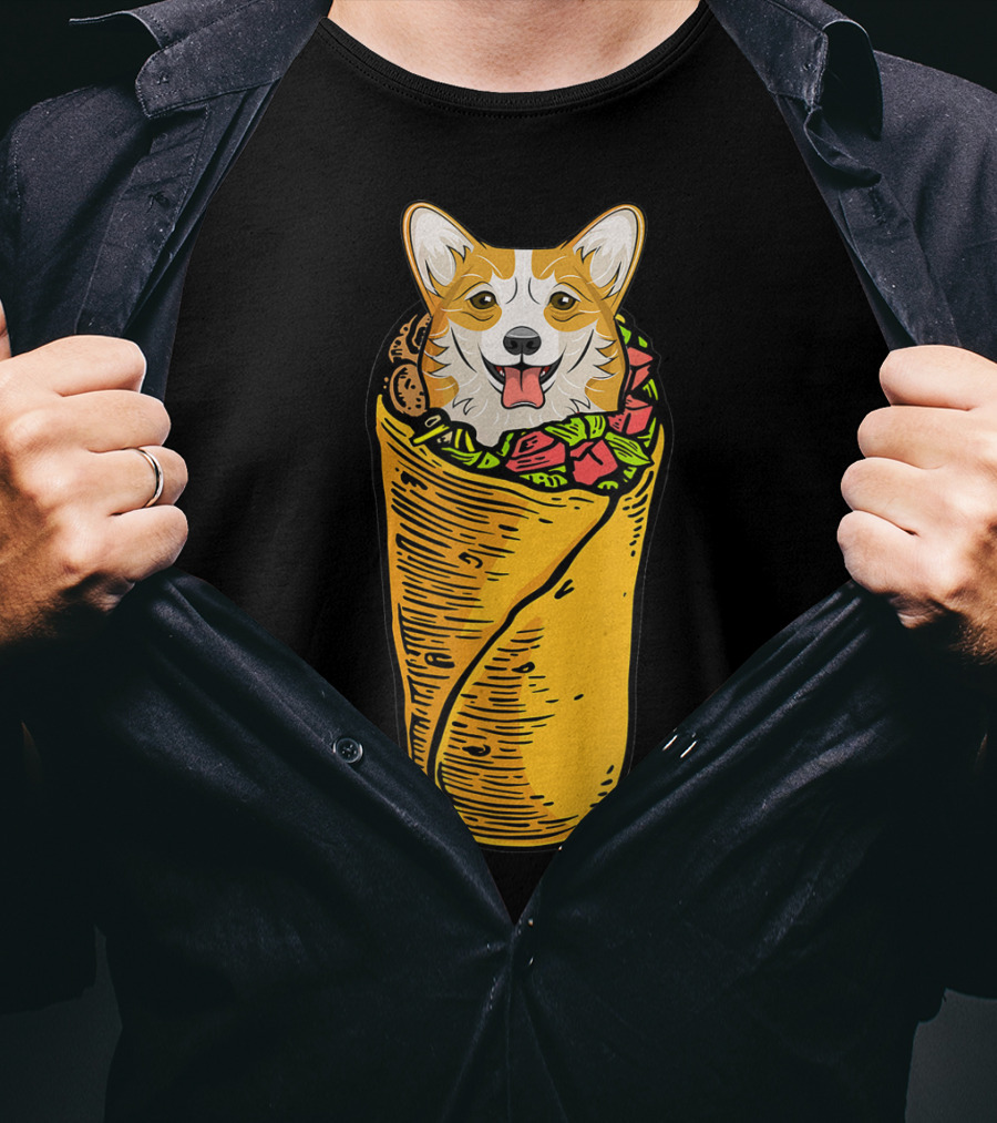 Cinco De Mayo Corgi In Burrito Mexican Food T-Shirt