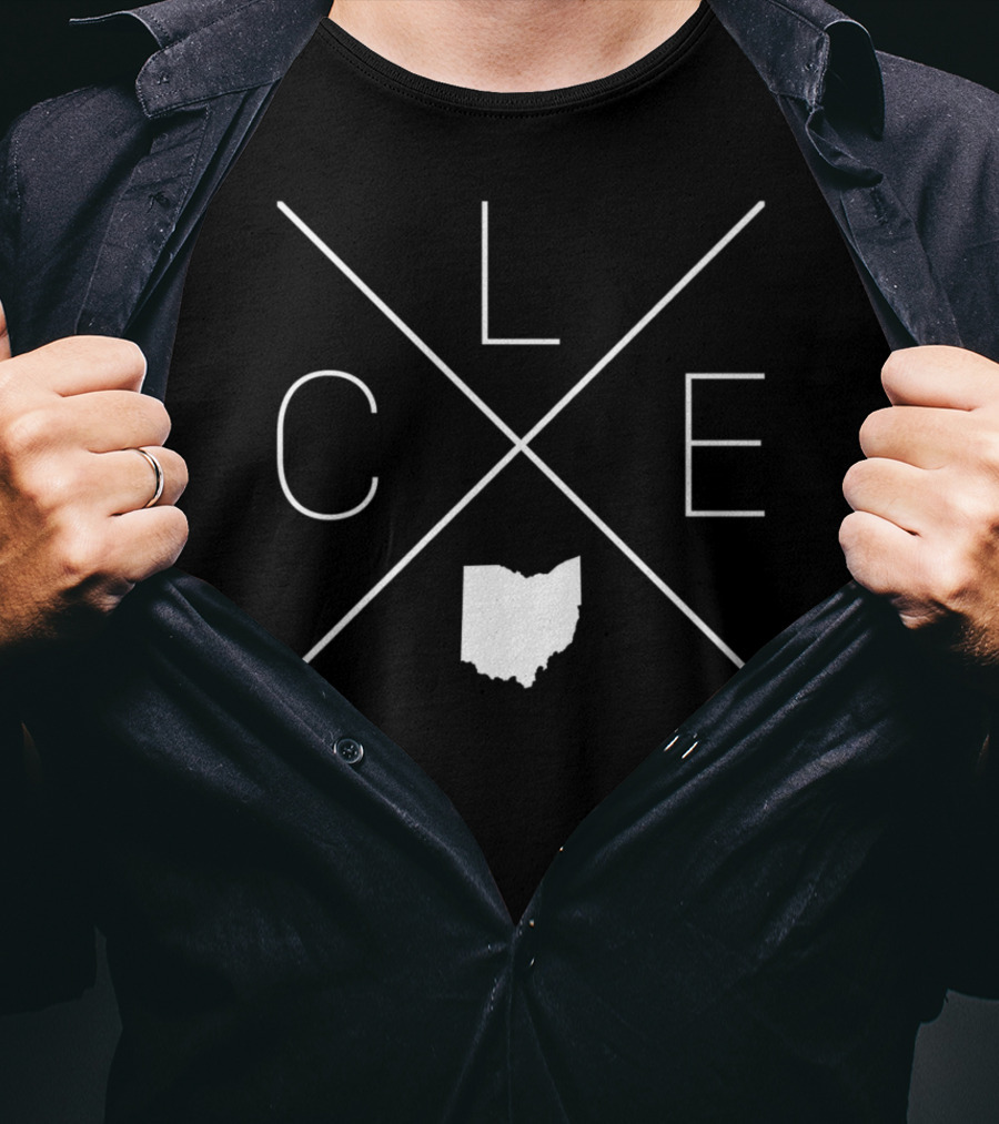CLE Ohio Cross Cleveland Map T-Shirt