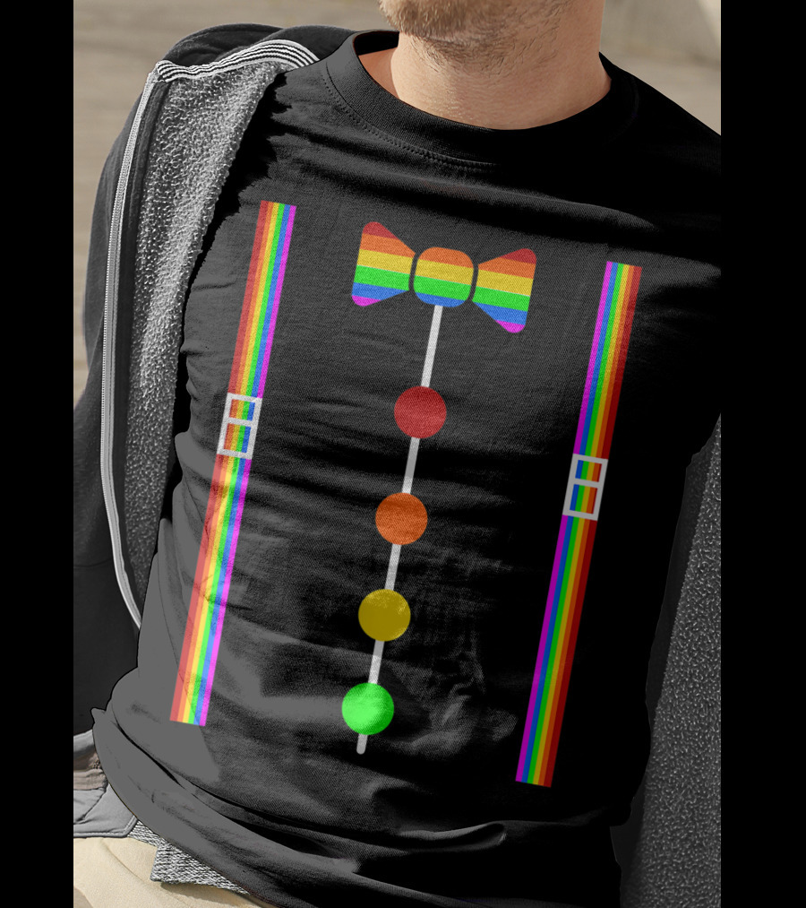 Clown Tie Rainbow Bowtie Suspenders Costume Circus Carnival T-Shirt