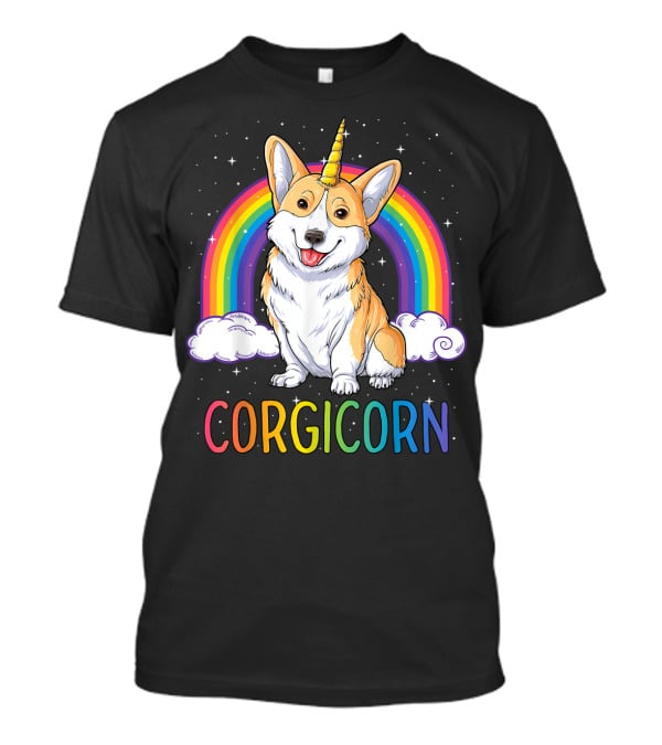 Corgicorn Corgi Unicorn Rainbow Galaxy Stars Clouds T-Shirt