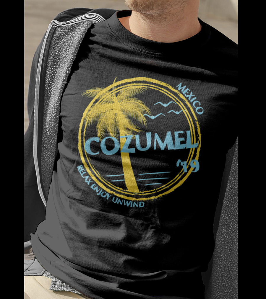 Cozumel Mexico Relax Enjoy Unwind Palm Tree 79 Spring Brea Souvenir T-Shirt
