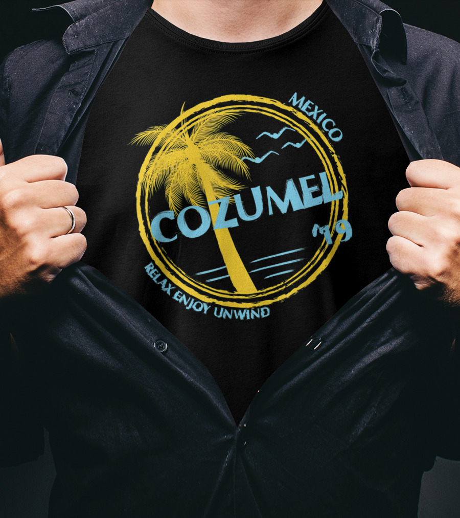 Cozumel Mexico Relax Enjoy Unwind Palm Tree 79 Spring Brea Souvenir T-Shirt