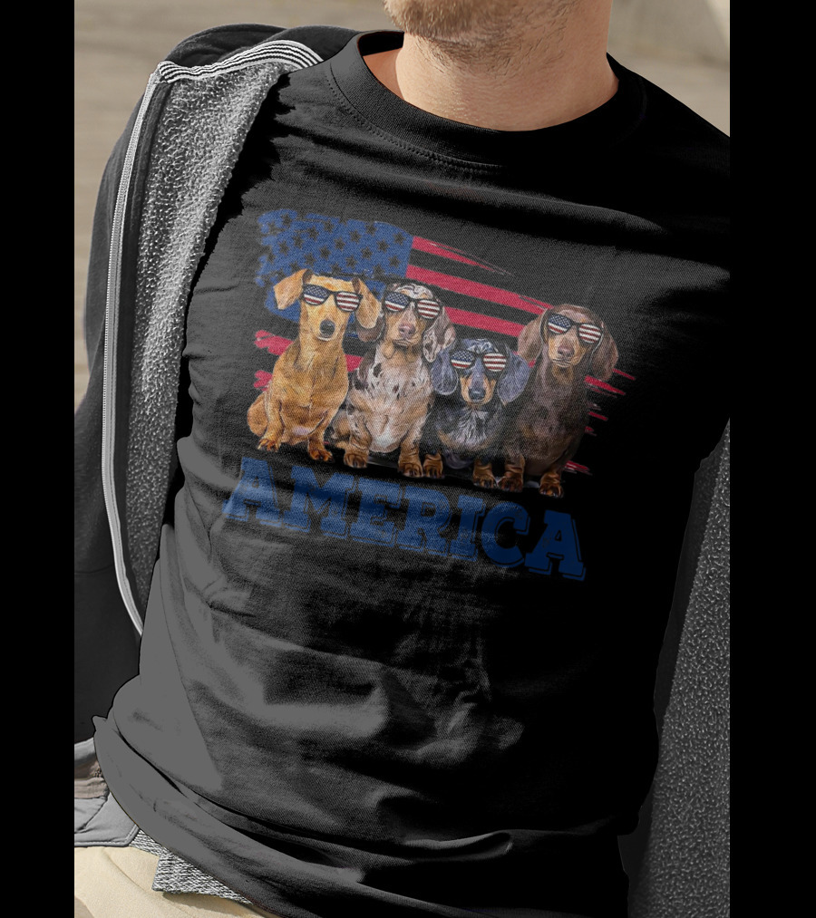 America Dachshund Breed Dog Flag Patriot T-Shirt