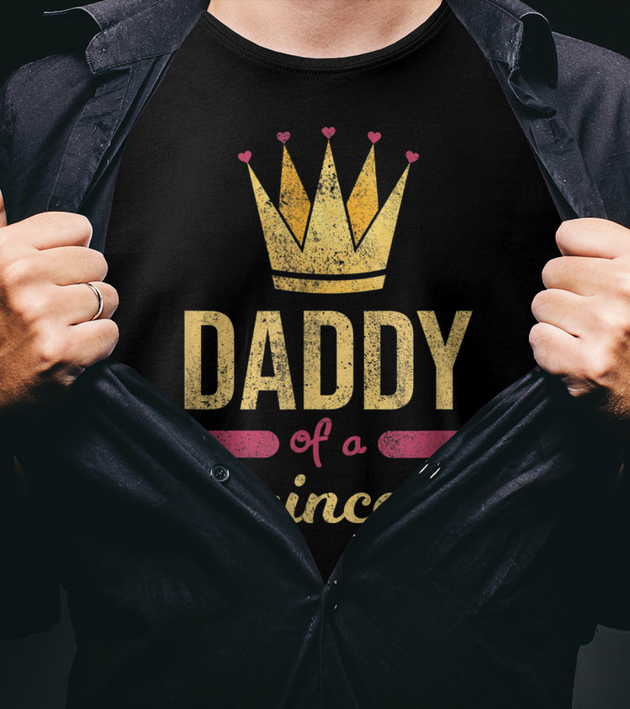 Daddy Of A Princess Funny Dad Cute Crown Hearts T-Shirt