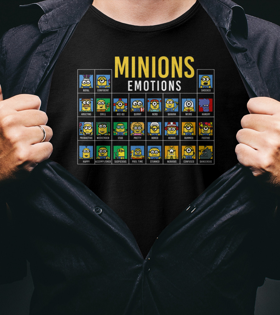 Minions Emotions Chart Featuring Despicable Me Characters T-Shirt