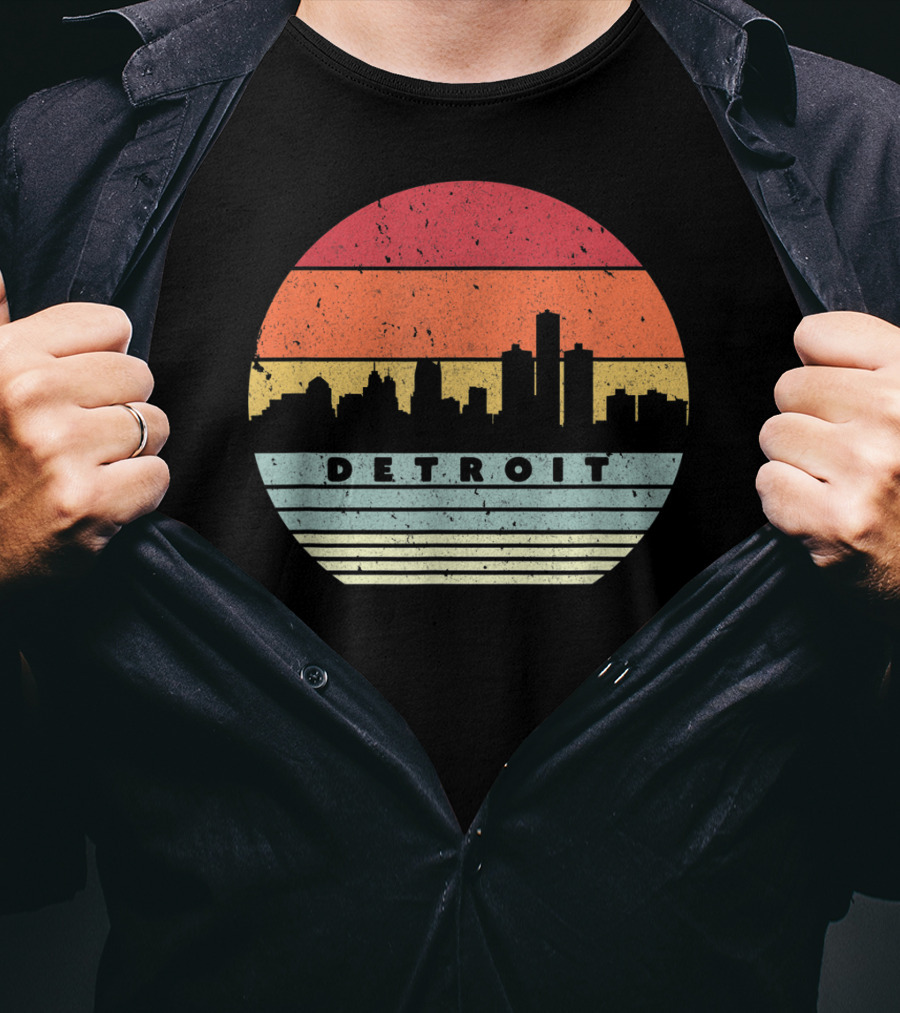 Detroit Skyline Retro Souvenir USA T-Shirt