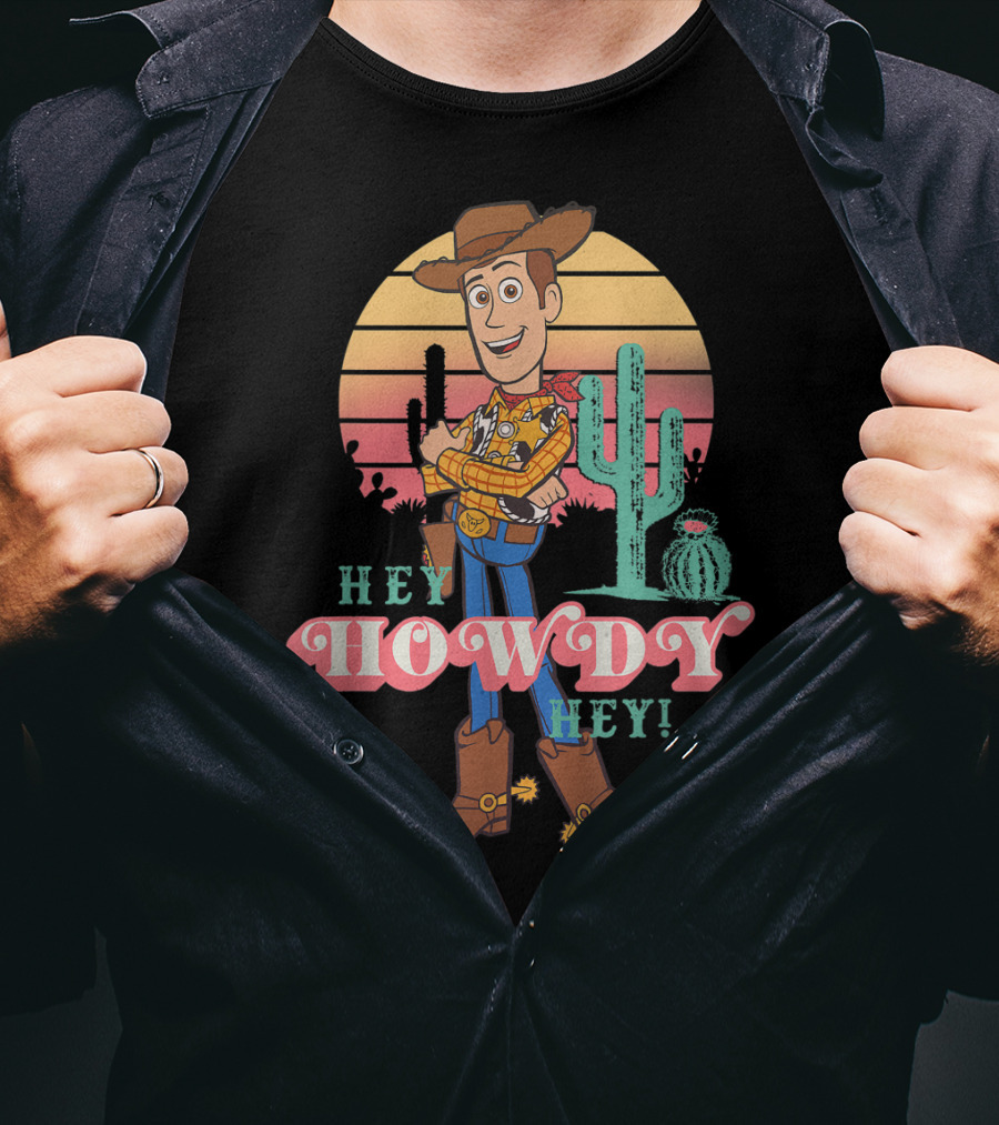 Disney Pixar Toy Story 4 Woody Hey Howdy Hey Sunset Desert Scene T-Shirt