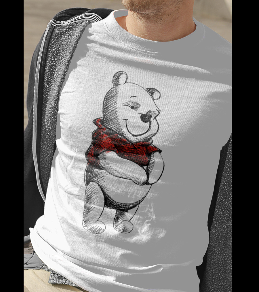 Disney Sketch Of Winnie The Pooh In Red T-Shirt