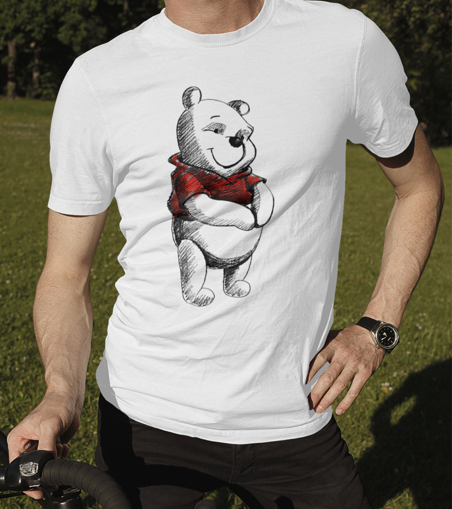 Disney Sketch Of Winnie The Pooh In Red T-Shirt