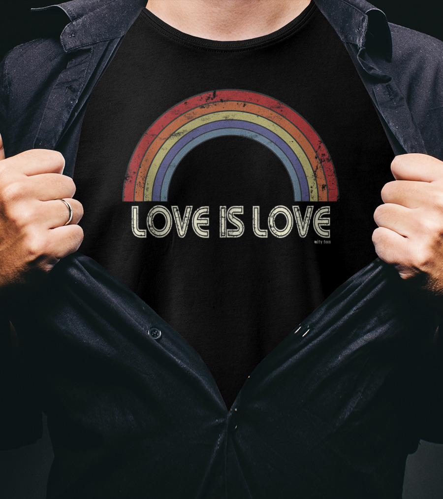 Love Is Love Distressed Rainbow T-Shirt
