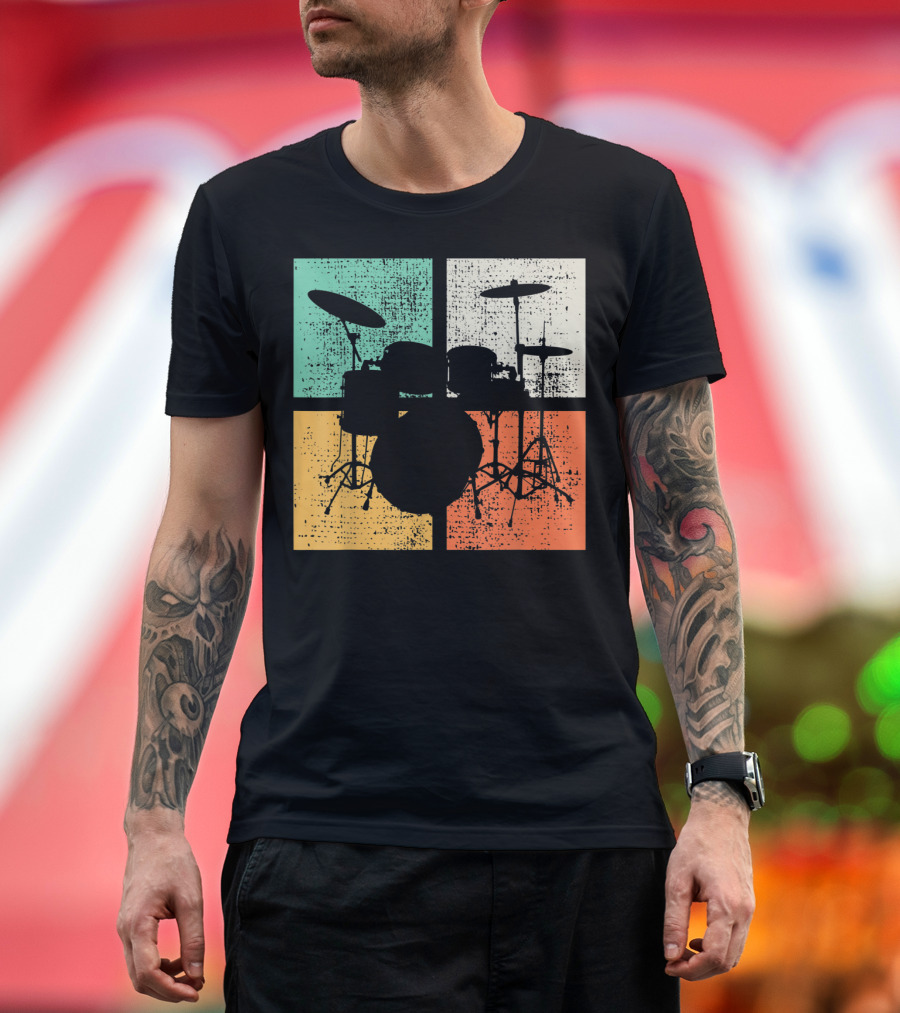 Drummer Drumline Drumset Retro Drum Kit T-Shirt
