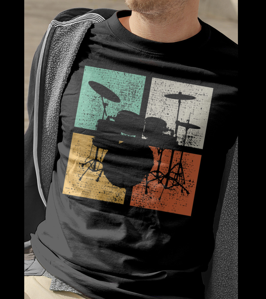 Drummer Drumline Drumset Retro Drum Kit T-Shirt