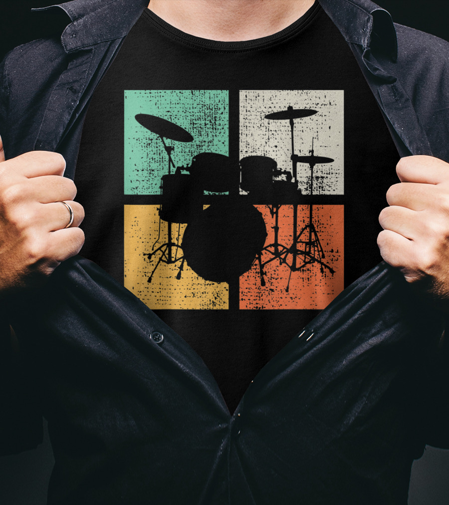 Drummer Drumline Drumset Retro Drum Kit T-Shirt