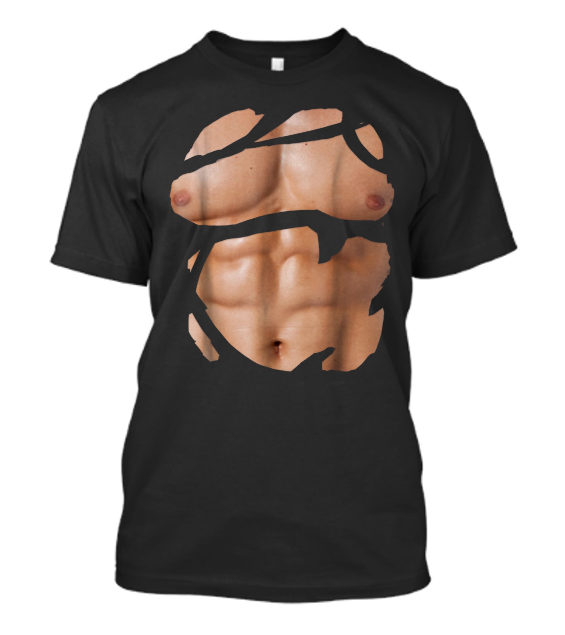 Fake Muscle Under Clothes Chest Six-Pack Abs Bodybuilder Illusion T-Shirt