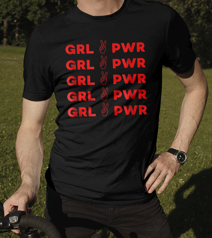 GRL PWR Repeated With Peace Hand Gesture Empowerment T-Shirt