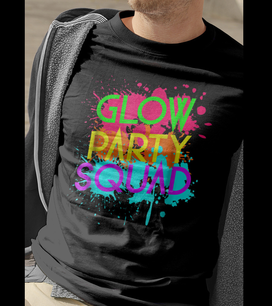Glow Party Squad Neon Effect Splash Colors T-Shirt