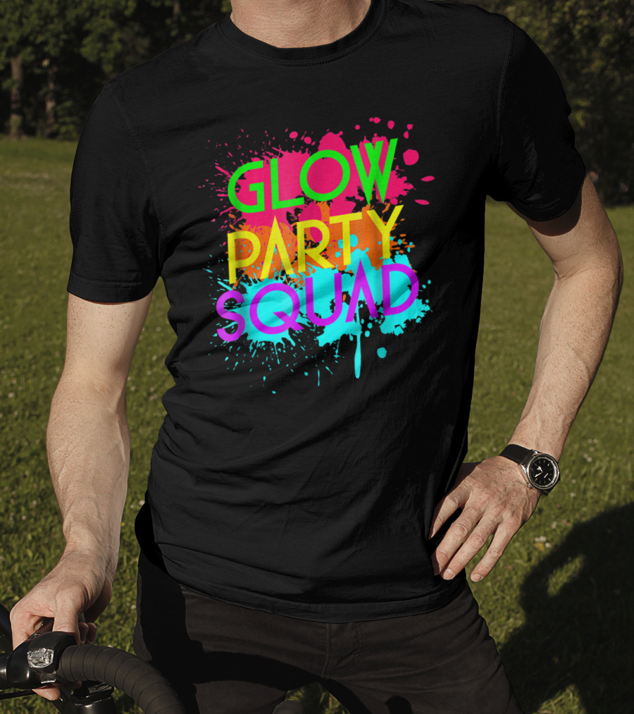 Glow Party Squad Neon Effect Splash Colors T-Shirt