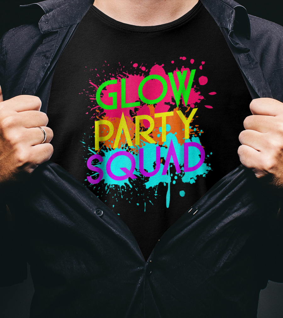 Glow Party Squad Neon Effect Splash Colors T-Shirt