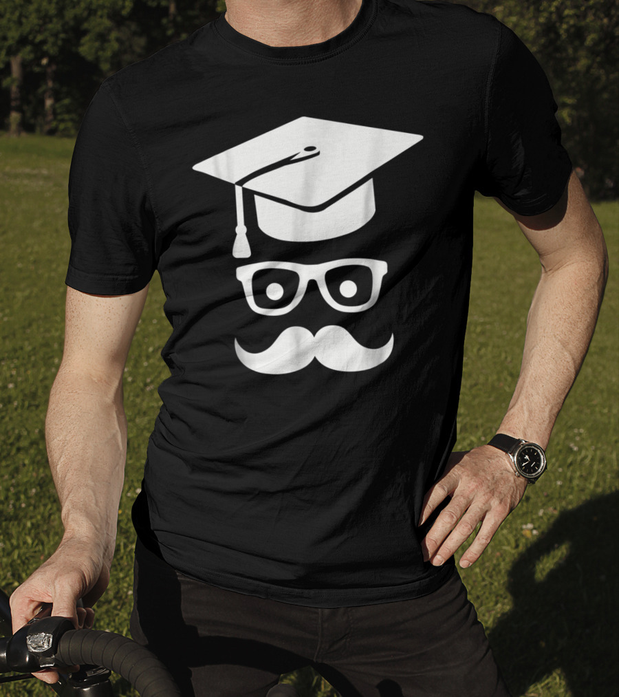 Graduation Smiley Mustache With Glasses And Cap T-Shirt