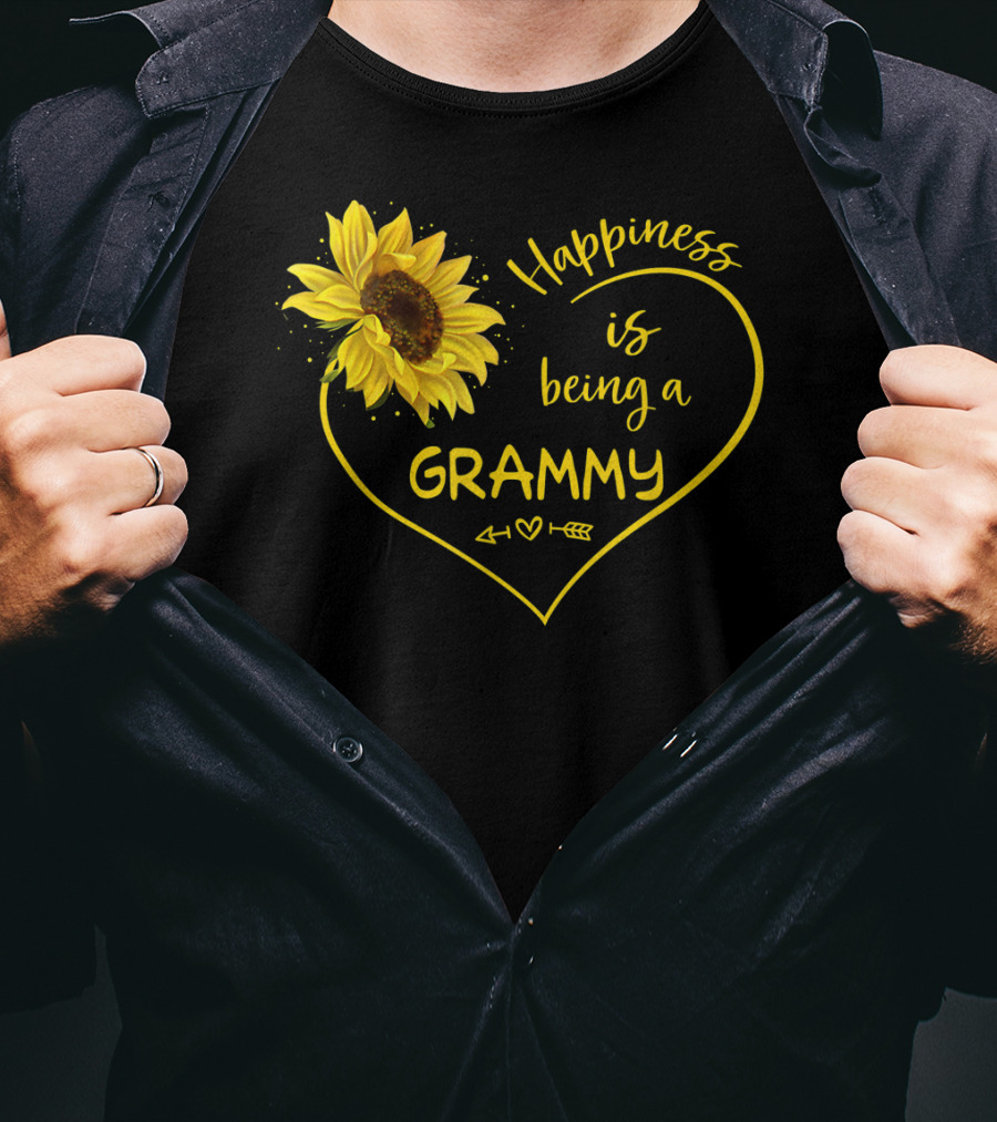 Happiness Is Being A Grammy Sunflower Heart With Arrow T-Shirt